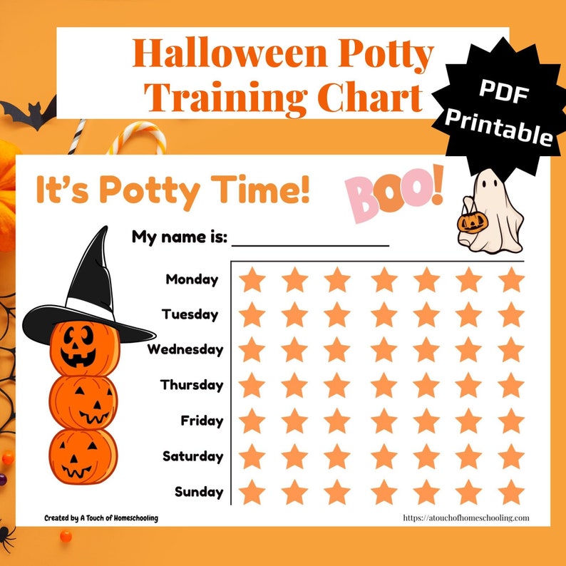 Halloween Potty Training Chart Printable Sticker Chart Reward Chart for ...