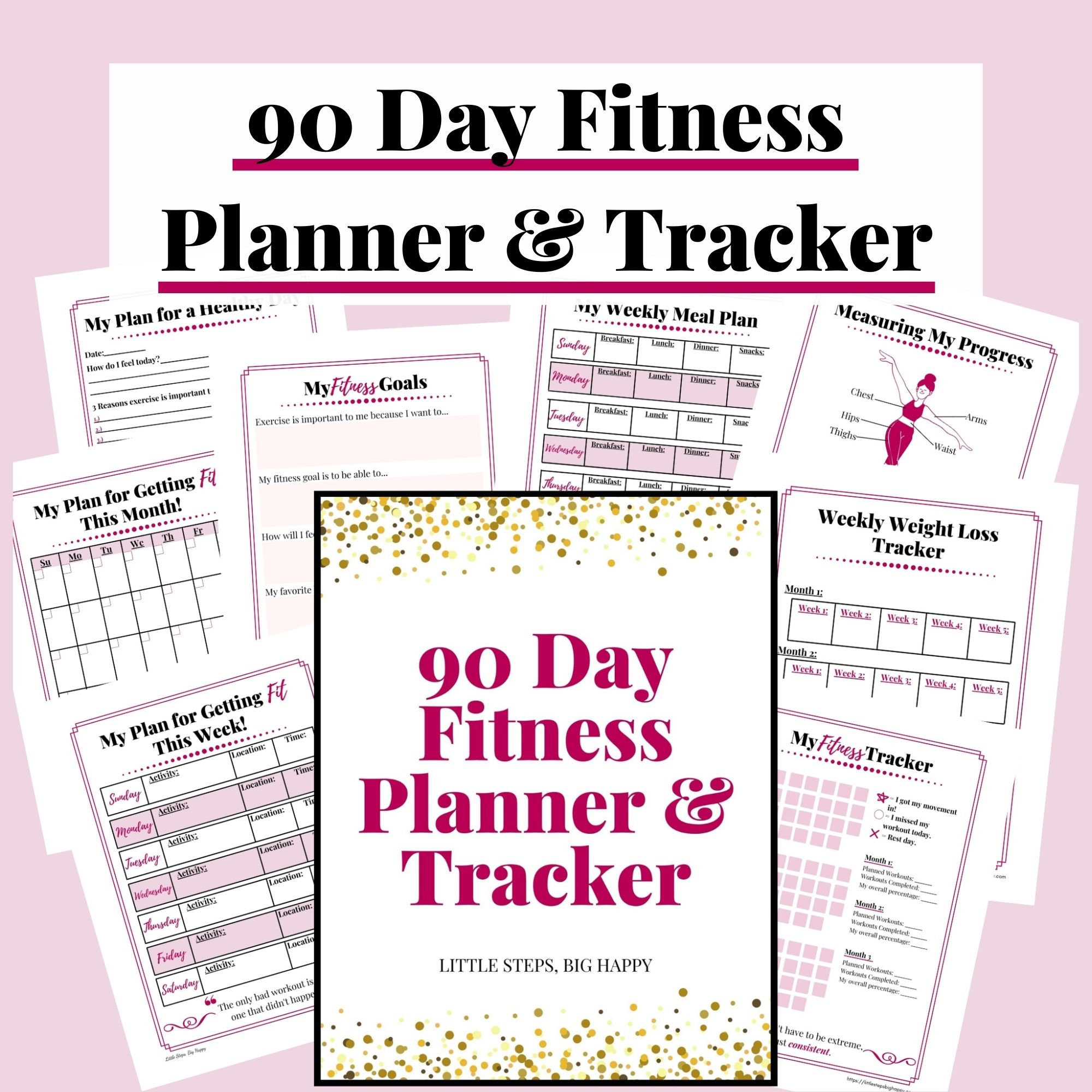 90 Days Planner Fitness Wellness Daily Agenda Exercise Weight Loss