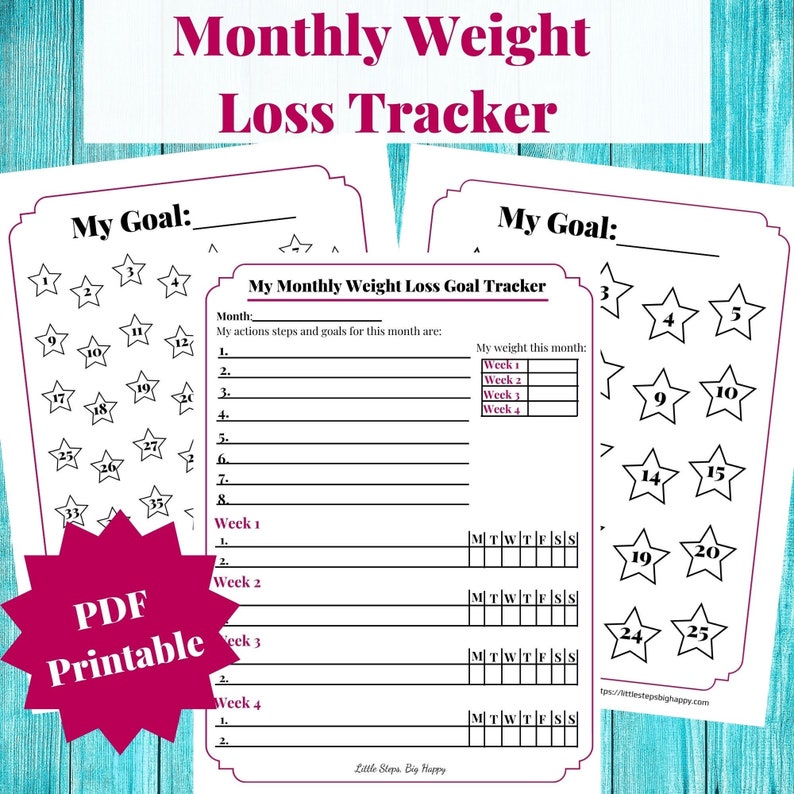 Monthly Weight Loss Tracker  Weight Loss Planner & Journal image 1