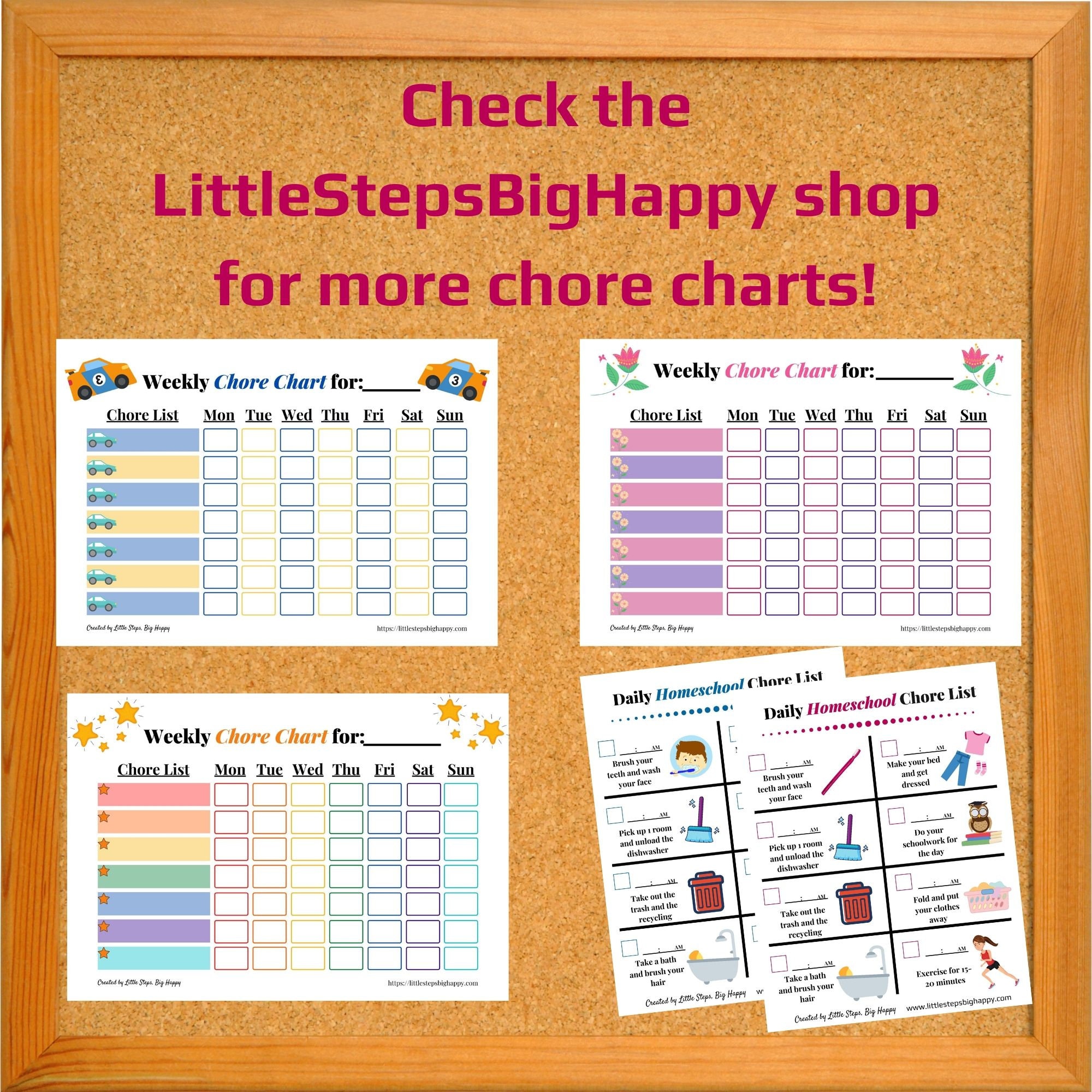 Weekly Chore Chart for 4 Kids | Printable Chore List | Multiple Kids ...