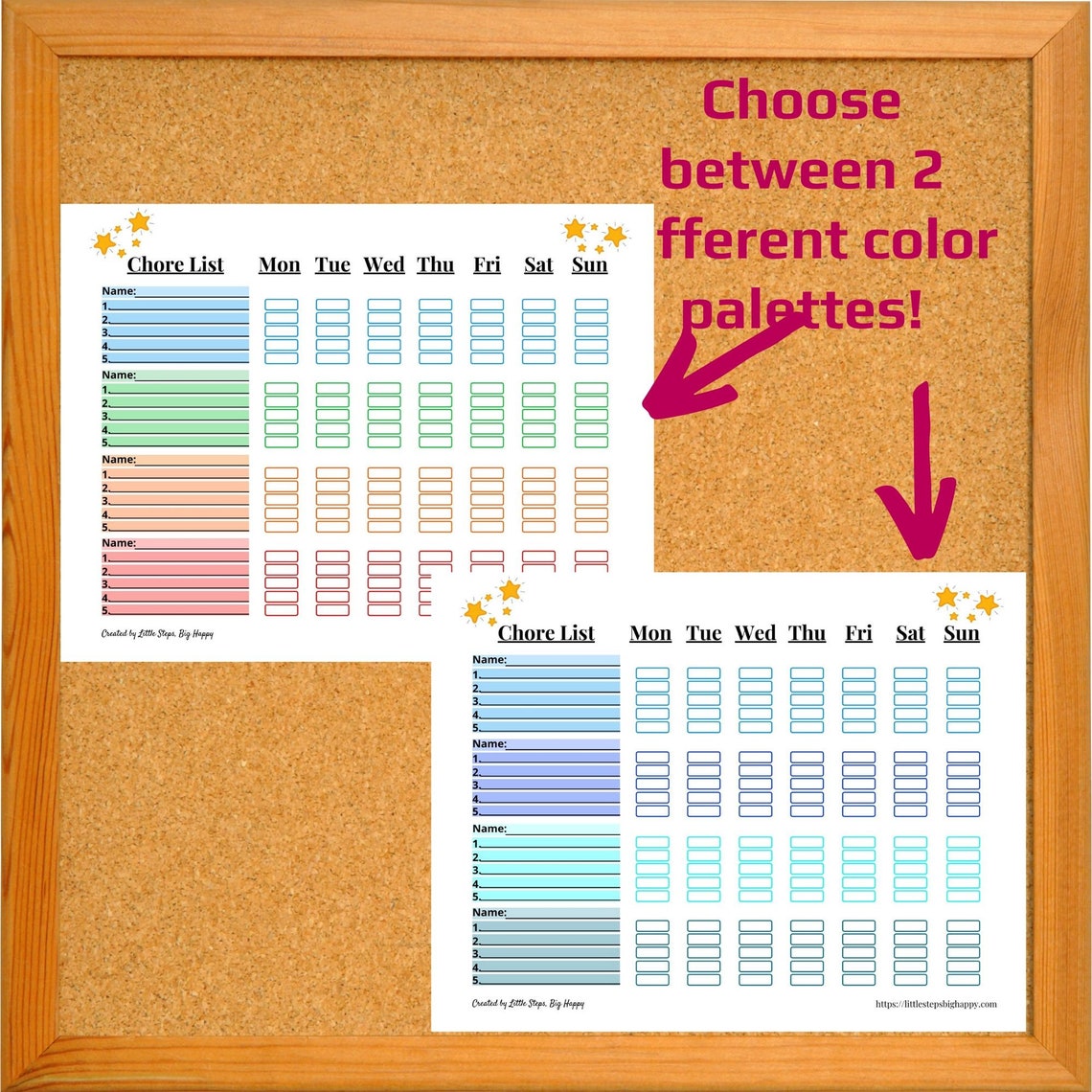 Weekly Chore Chart for 4 Kids | Printable Chore List | Multiple Kids ...