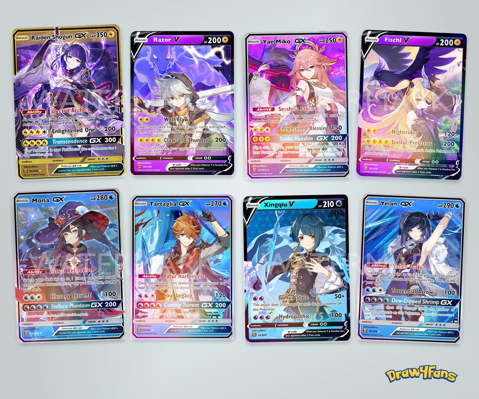 Genshin Fanmade Cards Genshin X Pokemn Genshin Tcg Etsy