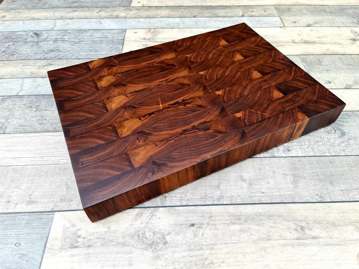 3D End Grain Cutting Board Ash & Walnut Solid Wood Serving Kitchen Board