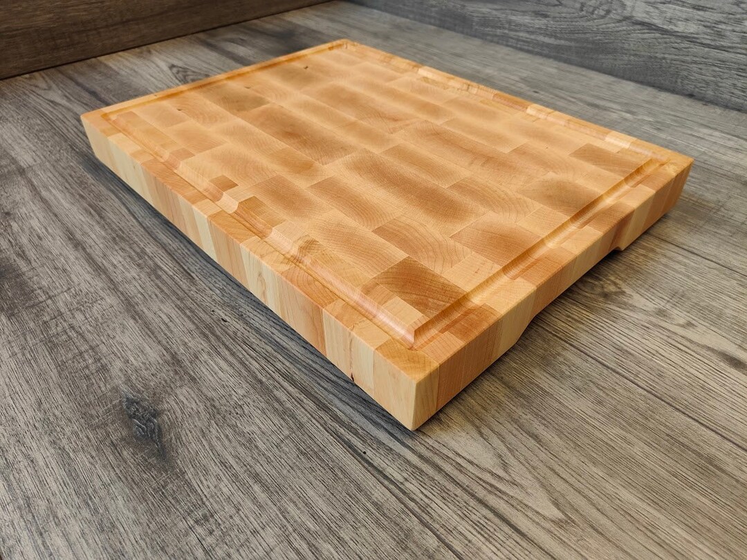 Rustic End Grain Maple Chopping Board With Full Surround Juice Etsy
