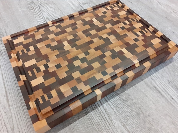 Medium Walnut Wood Thick Cutting Board, Solid Edge Grain BBQ Cutting Board,  Nice Gift for Wedding 