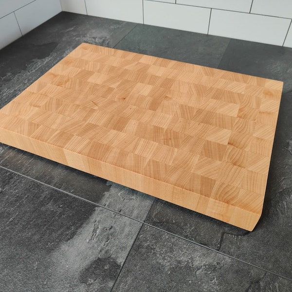 Butcher Block Beech End Grain Cutting Board - Stunning Natural Grain Patterns