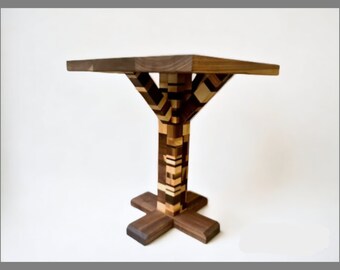 Solid Walnut & Multiwood Side Table - Stunning Design - Custom Size Options Available