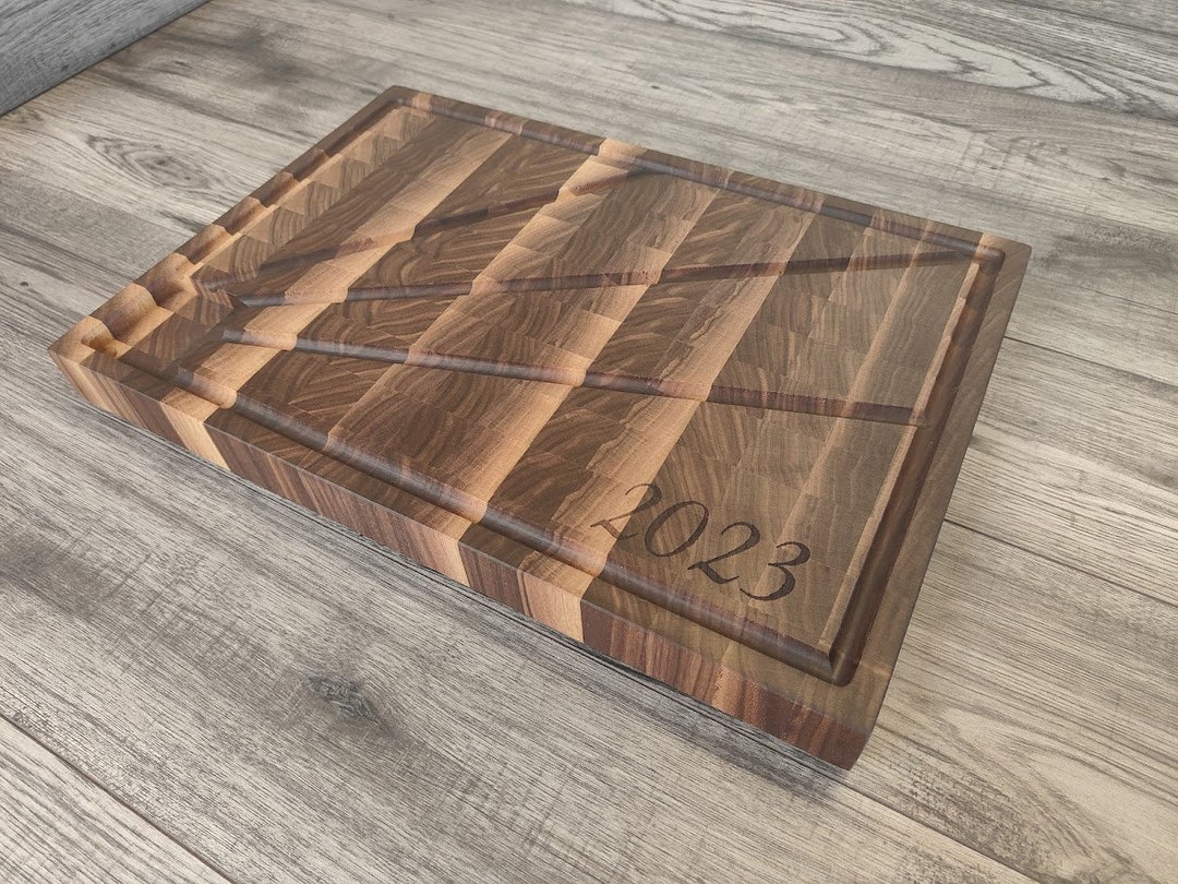 End Grain Walnut Meat Carving Board Chopping Board With Juice Grooves