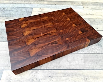 Custom Walnut End Grain Chopping Board - Always a Stunning Grain Pattern - Full 50mm Thick