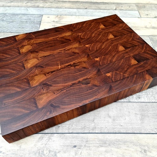 Walnut End Grain Chopping Board With Full Surround Juice Etsy UK