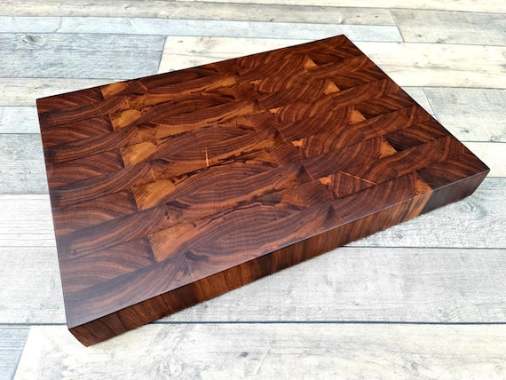 Custom Walnut End Grain Chopping Board Always a Stunning Grain Pattern Full  50mm Thick 