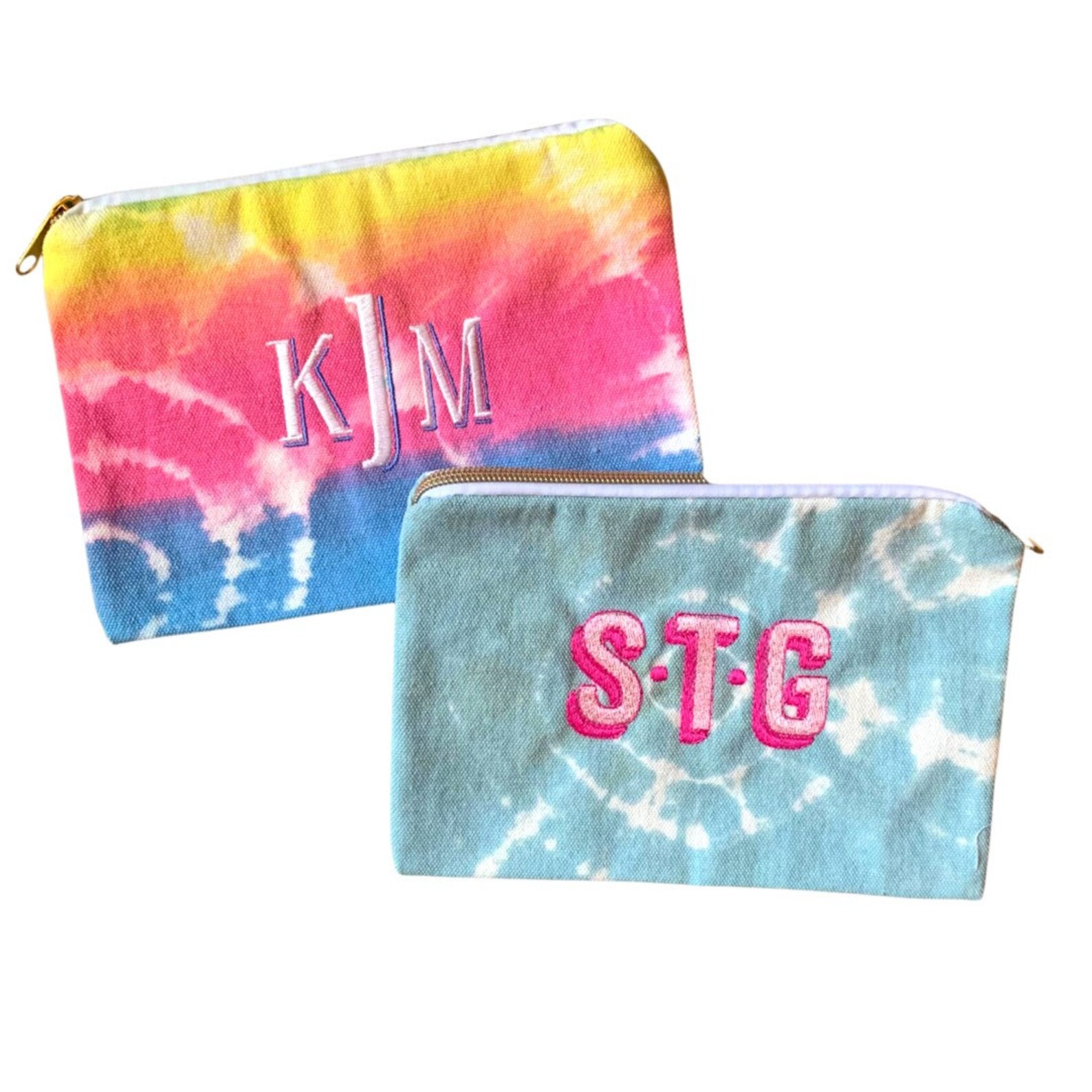 Embroidered Tie Dye MakeUp Bag Etsy