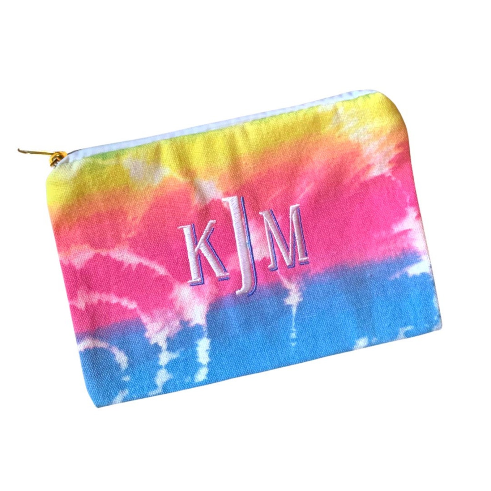 Embroidered Tie Dye MakeUp Bag Etsy