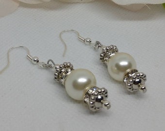 DAINTY PEARL EARRINGS  Bridal earrings Wedding jewelry Pearl bridal earrings Wedding earrings Sterling silver pearl earrings 925 earrings