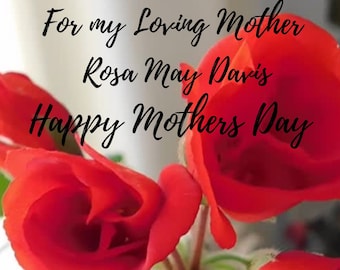 Virtual Video  Happy Mothers Day Card Download - Digital T- Notes - Rose Bouquet
