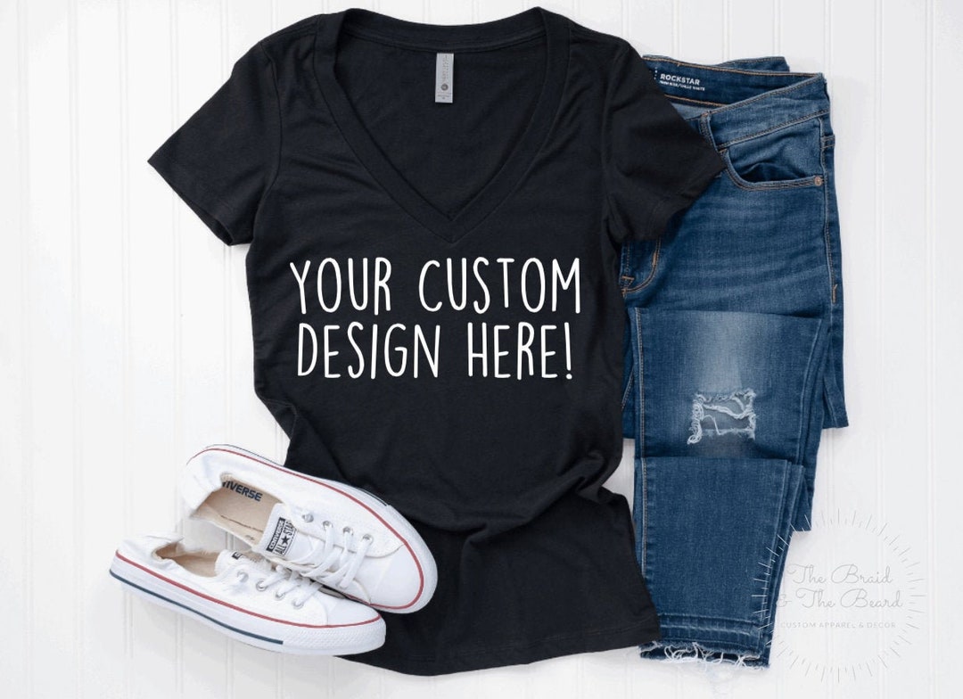 Custom V-neck Shirt Create Your Own Design Women's - Etsy