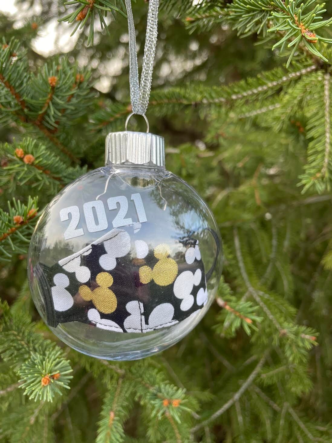 Mickey Themed Mask Ornament 2021 With Vaccine Syringe Etsy