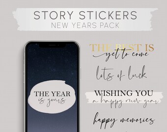 New Year Story Sticker Englisch, 60 Instagram Story Sticker, New Year Story Sticker, Silvester