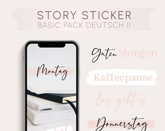 Story Sticker German II, Deutsche Instagram Story Sticker, Basic Pack Deutsch II, 52 deutsche Story Sticker