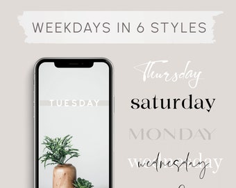 Weekday Instagram Story Stickers, Minimalist English (Digital Download)