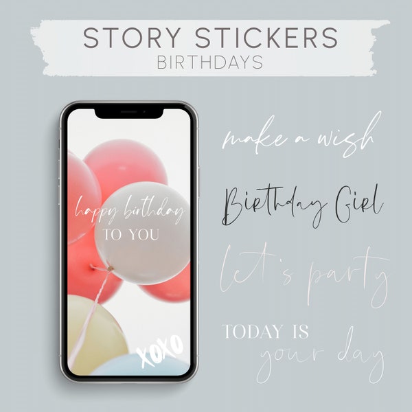 Story Sticker English, Instagram Story Sticker, Birthday Story Sticker, 50 Stickers