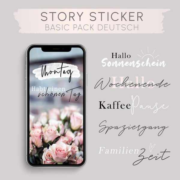 Story Sticker German, Deutsche Instagram Story Sticker, Basic Pack Deutsch, 45 deutsche Story Sticker