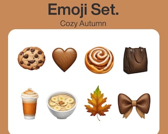 Cozy Fall Emoji Pack | Aesthetic iOS Stickers for Autumn Lovers, Journals & iMessage | Digital Download