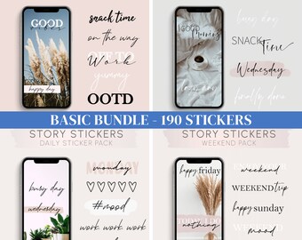 Instagram Story Stickers Bundle, Daily & Weekend (Digital Download)