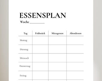Weekly Meal Planner Template, Minimalist Food Diary (PDF, PNG)