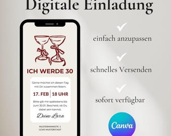 Digital Birthday Invitation Template | Canva E-Card (PDF)