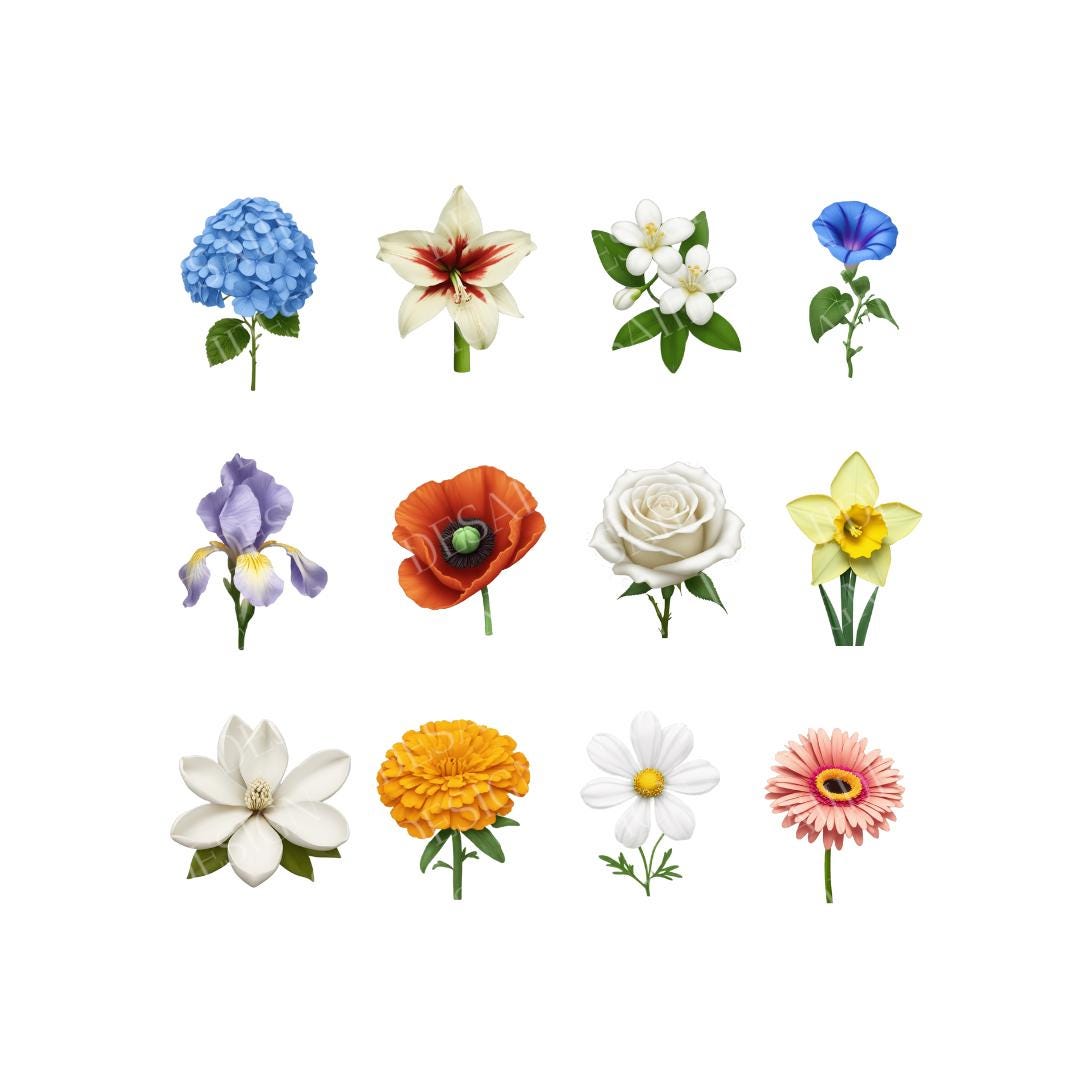 Flower Emoji for Ios 18 | 25 Floral iPhone Stickers | for Planners