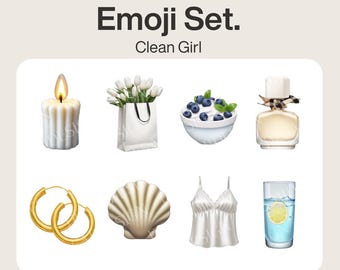 Clean Girl Emoji Sticker Pack | 40 iOS Emojis for Planners, Journals & Social Media