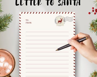 Letter to Santa Template | Printable Christmas Letter for Kids | Holiday Activity PDF