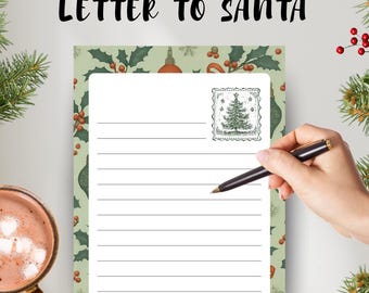 Letter to Santa Template | Printable Christmas Letter for Kids | Holiday Activity PDF