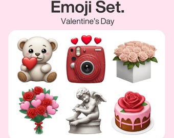 Valentine's Day Emoji Sticker Set for iOS (Digital Download)