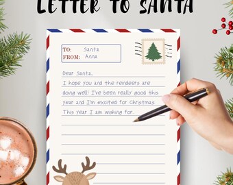 Letter to Santa Template | Printable Christmas Letter for Kids | Holiday Activity PDF
