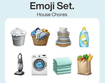 House Chores Emoji Stickers for iOS 18 – 40 Cleaning & Routine Emoji PNGs