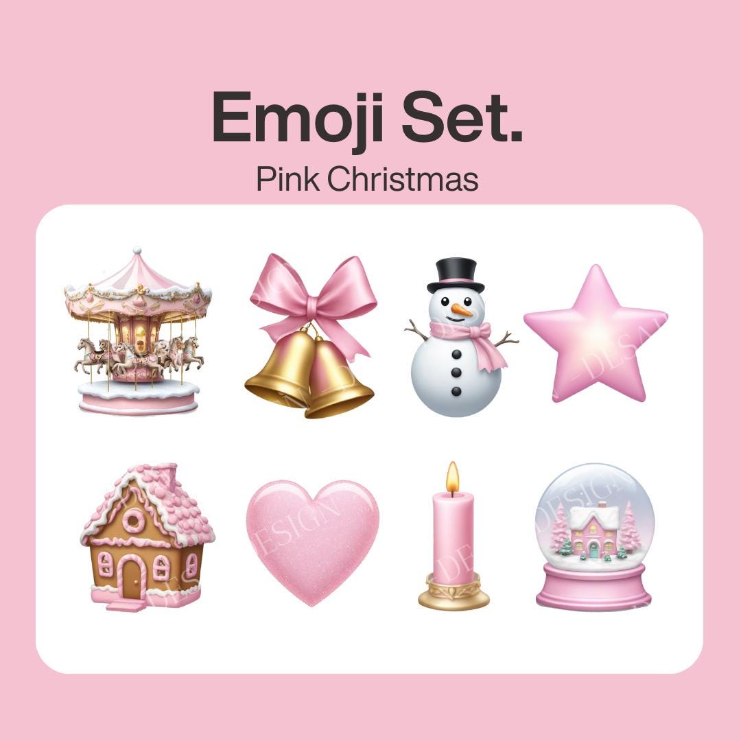 Roze kerstemojistickers voor iOS (digitale download) | 40 kerstemoji's |  Roze esthetiek - Etsy België, image size:1080x1080