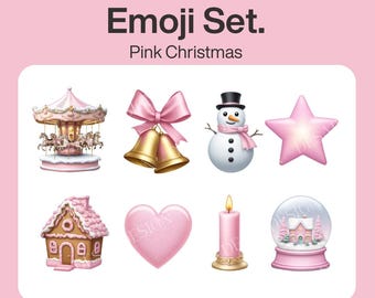 Pink Christmas Emoji Stickers for iOS (Digital Download) | 40 Christmas Emojis | Pink Aesthetic
