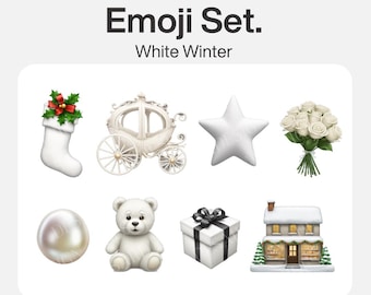 White Winter Emoji Sticker Pack | 40 iOS Emojis for Cozy Winter Vibes, iMessage & Digital Planners | Digital Download