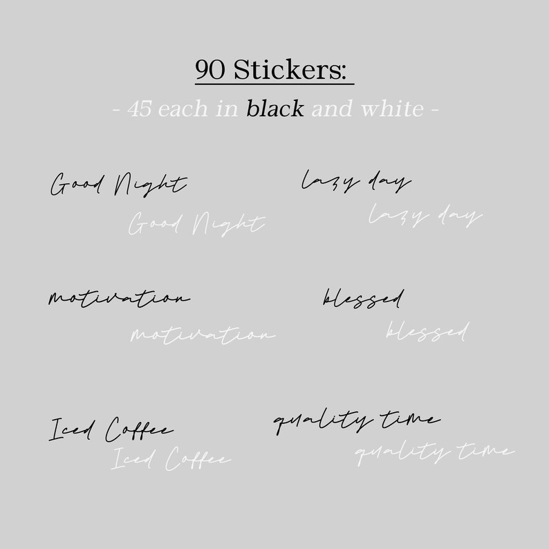 Story Sticker, Instagram Story Sticker, Lettering 45 Black, 45 White ...