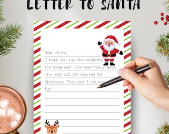 Letter to Santa Template | Printable Christmas Letter for Kids | Holiday Activity PDF