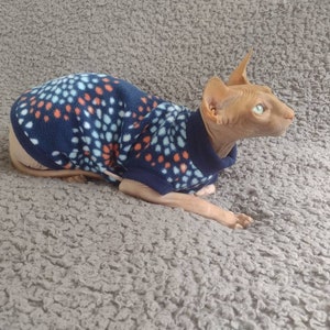 Sphynx cat clothes, bambino sphynx clothes, sphynx cat fleece sweater, sphynx clothes, bambino clothes, cat clothes, sphynx shirt