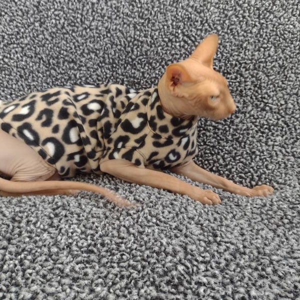 Sphynx cat clothes, bambino sphynx clothes, sphynx cat fleece sweater, sphynx clothes, bambino clothes, sphynx shirt, hairless cat clothes