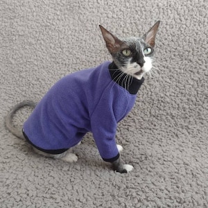 Sphynx cat clothes, long sleeves sphynx fleece sweater, sphynx clothes, sphynx sweater, sphynx shirt, hairless fashion, cat clothes