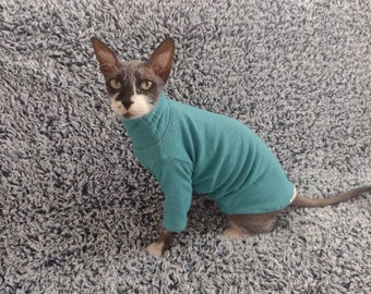 Sphynx cat clothes, turtleneck sweater, hairless cat clothes, sphynx clothes, cat clothes for cats, long sleeves sweater, hairless fashion