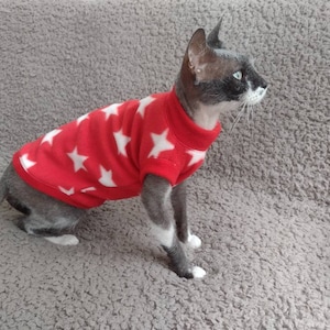 Sphynx cat clothes, bambino sphynx clothes, sphynx cat fleece sweater, sphynx clothes, bambino clothes, cat clothes, sphynx clothing
