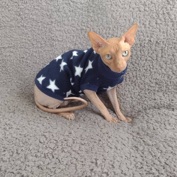 Sphynx cat clothes, bambino sphynx clothes, sphynx cat fleece sweater, sphynx clothes, bambino clothes, cat clothes, sphynx shirt