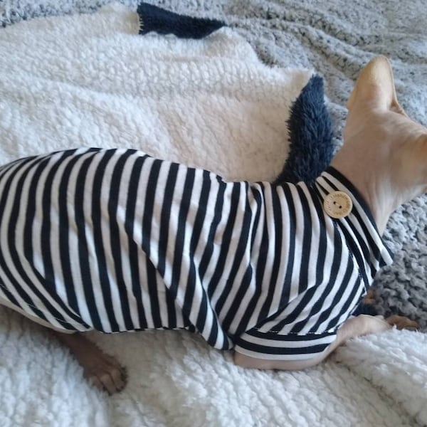 Sphynx cat clothes, bambino sphynx clothes, Marine/prisoner sphynx cat shirt, sphynx clothes, bambino clothes, sphynx shirt, sphynx sweater