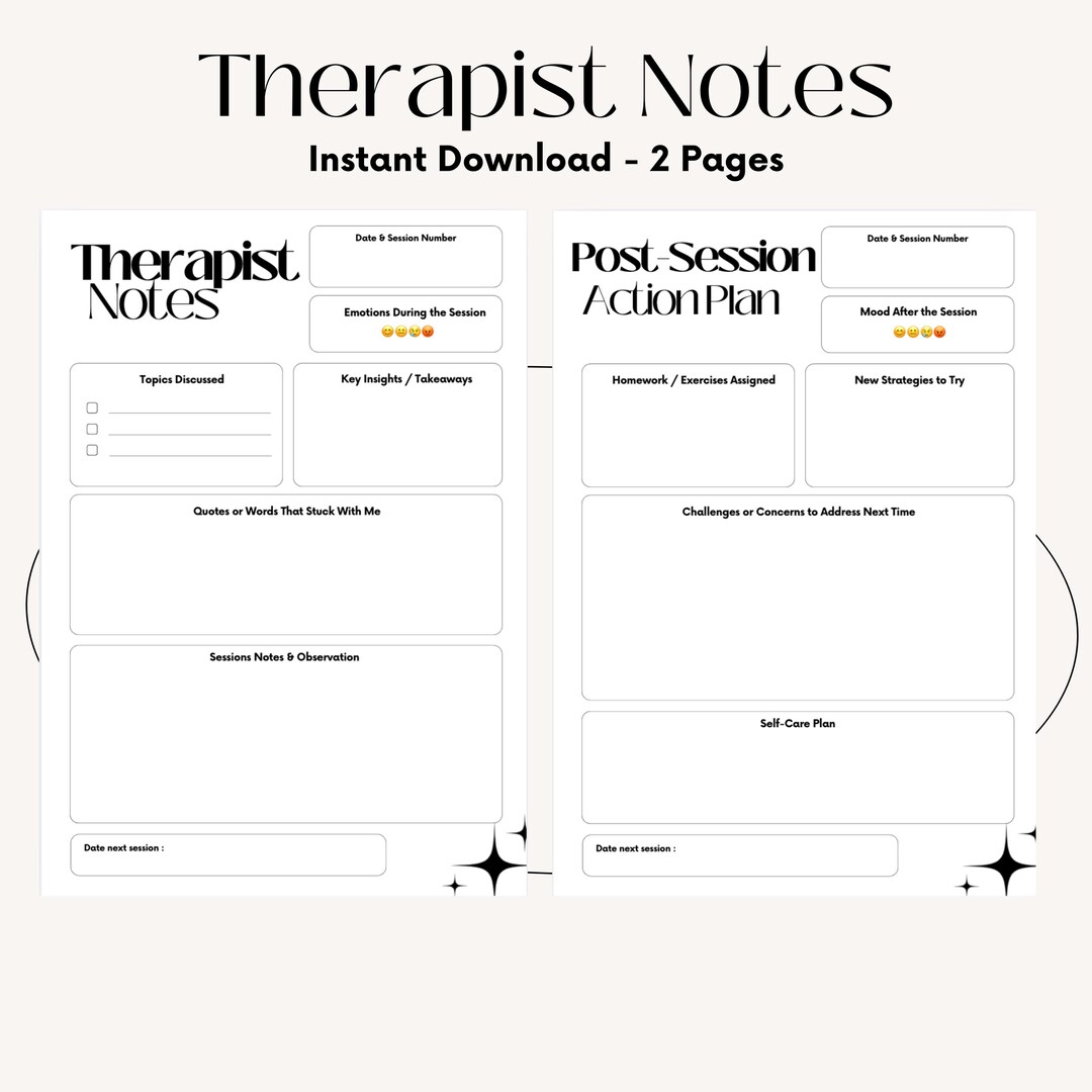 Therapy Session Reflection & Action Plan | Digital and Printable ...